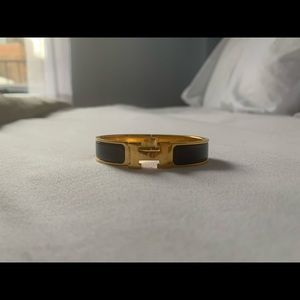 Hermès H Clic Bracelet Gold/Blue Grey
